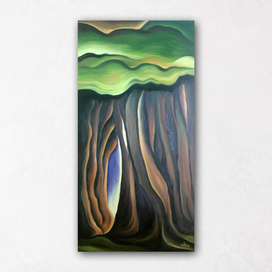 Twisted tree trunk painting