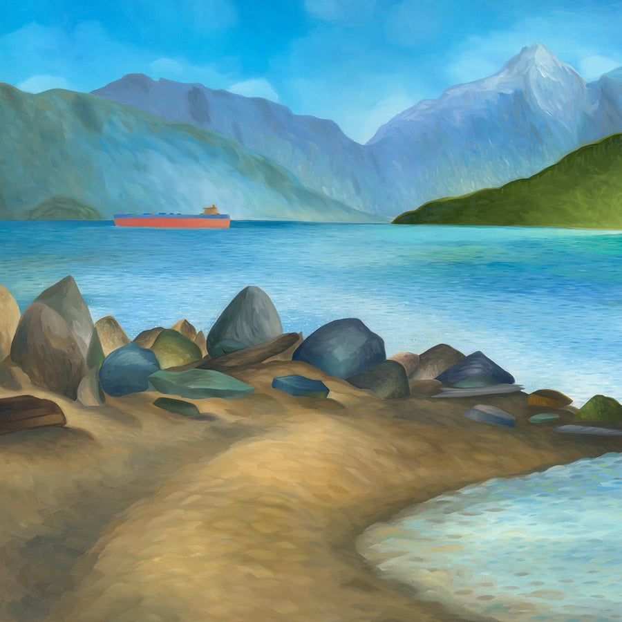 Freighters at Spanish Banks Painting Local Artist