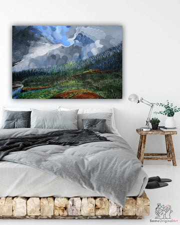 Abstract Landscape with Storm Cloud Rustic Art