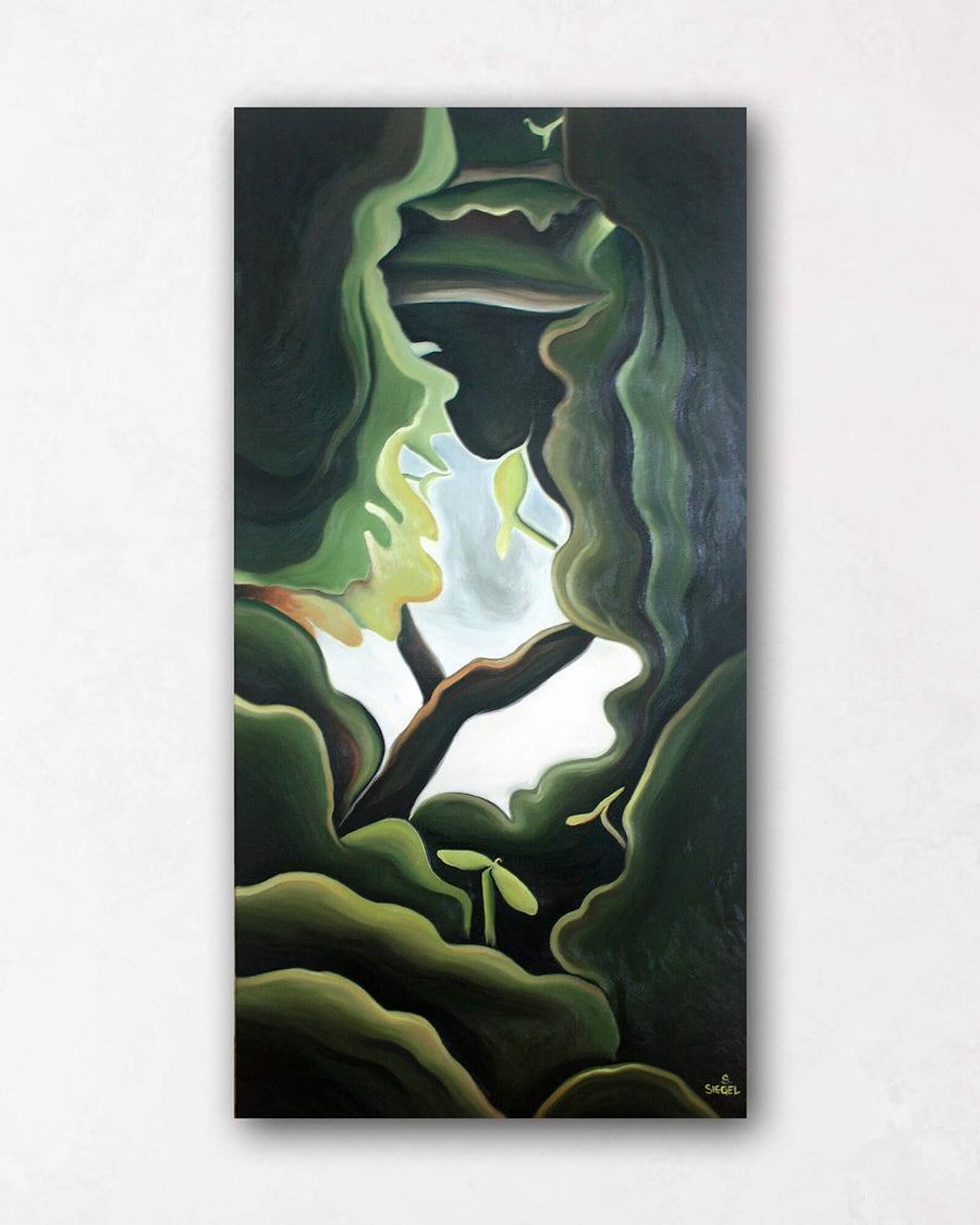 Dark Green Tree Landscape Vertical Paintings