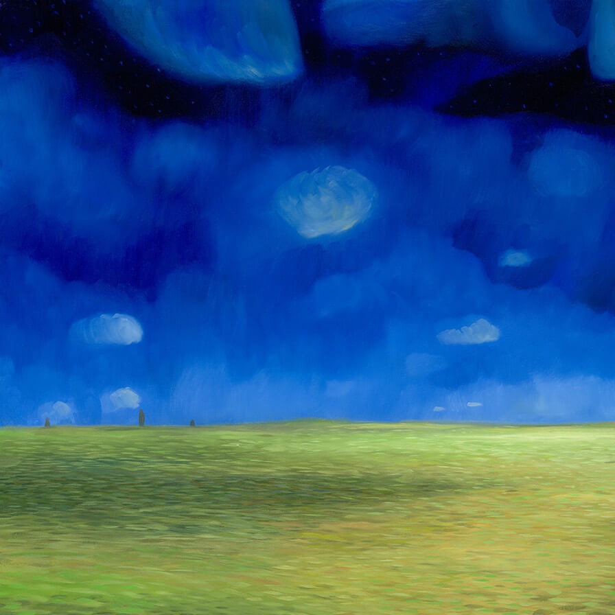 Prairie Nights Painting with Stars and Moon Light