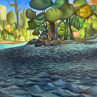 Colorful Tree and River Paintings Vancouver Artist