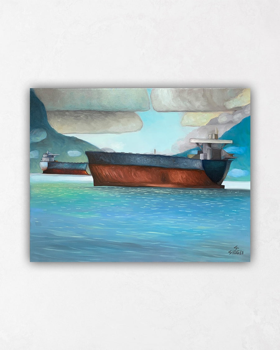Vancouver Freighter Paintings with Clouds