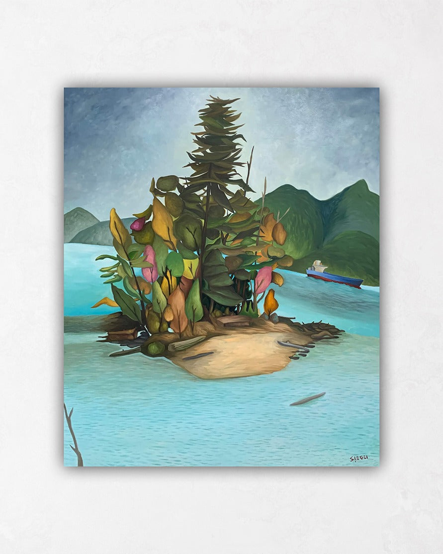 Colorful Tree Island Paintings Turquoise Water