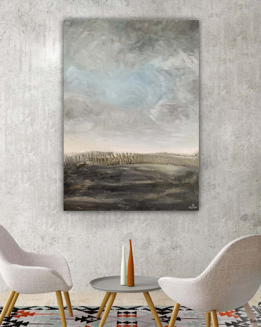 Grey and White Abstract Wall Art