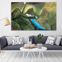 Mountain River Paintings and Clouds
