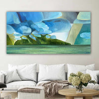 Abstract Island Paintings with Cool Clouds