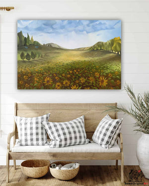 Sunflower Prairie Landscape Art