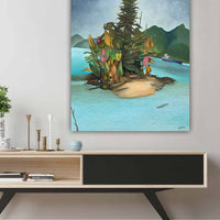 Tree Island Paintings Turquoise Canvas Prints